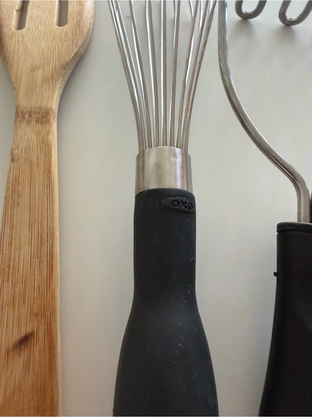 Assorted Kitchen Utensils | Stainless Whisk & Masher Set and Wooden Spatula